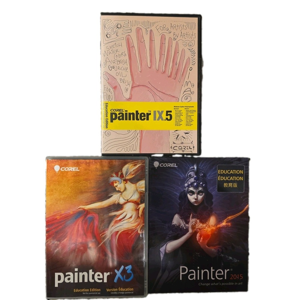 Set Of 3 Corel Painter DVDs Painter 2015, Painter X3, Painter IX.5